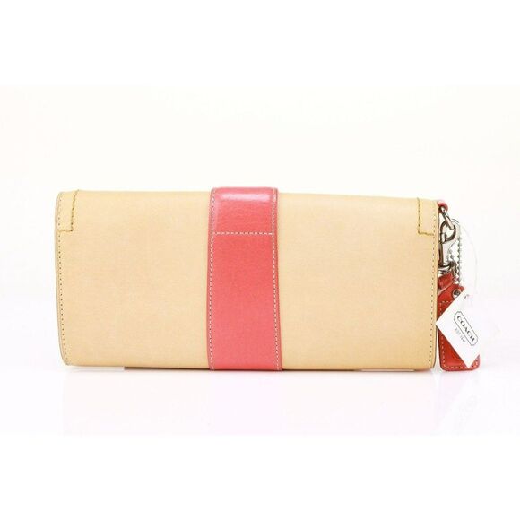 NEW Coach Italian Leather Buckle Oversize Clutch Flap Vachetta Pink $295+ - Picture 4 of 8